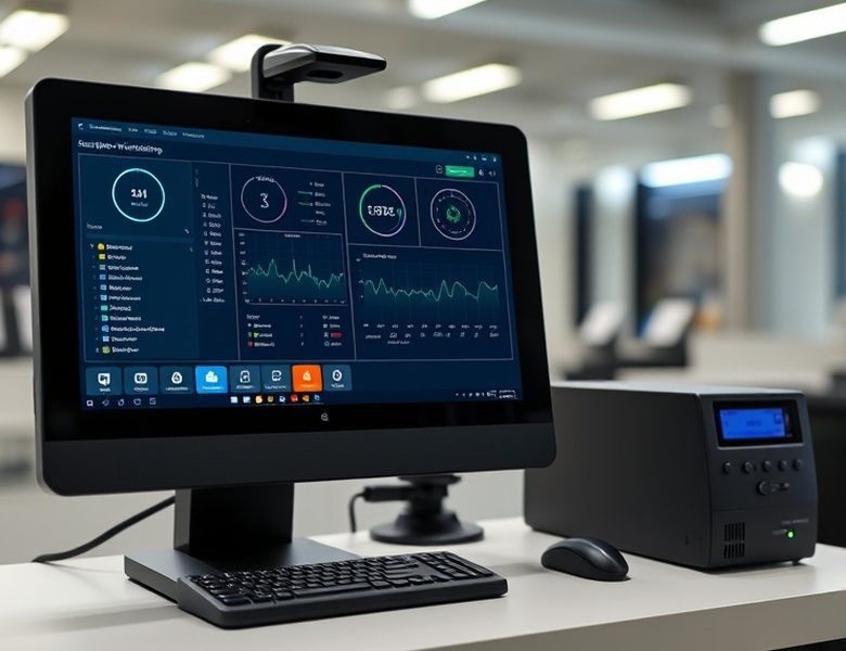 Equipo de desarrollo trabajando en el software del terminal