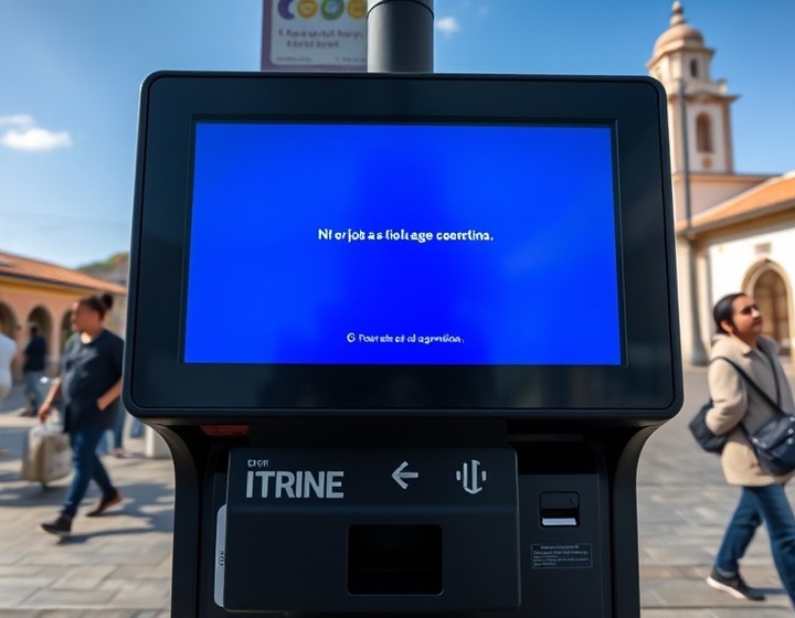 Antes — Terminal bloqueado por un error de aplicación y fuera de servicio.
